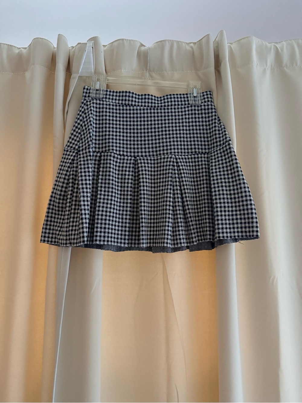Gingham Pleated Mini Skirt - Black & White